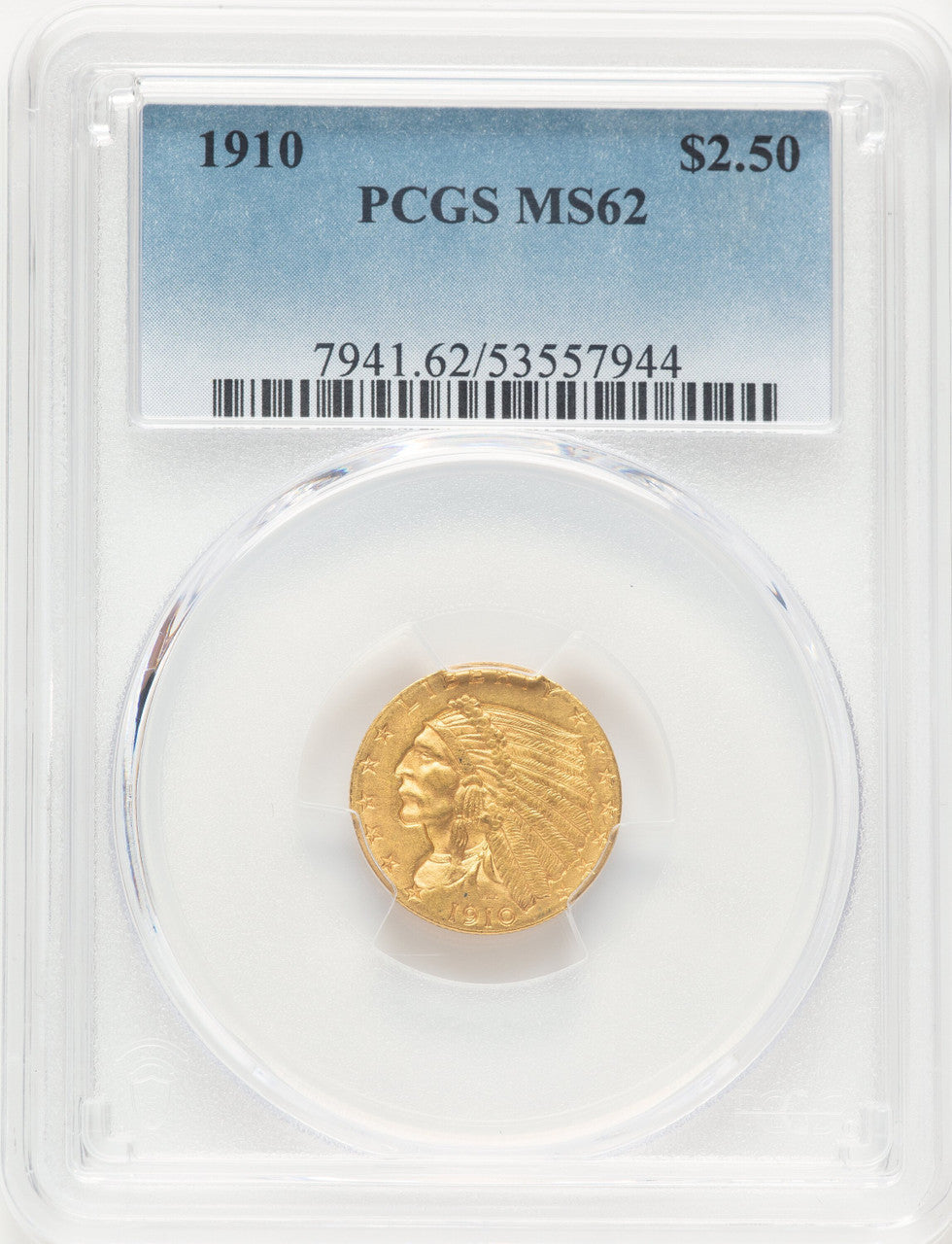 1910 $2.50 Indian Quarter Eagle PCGS MS62