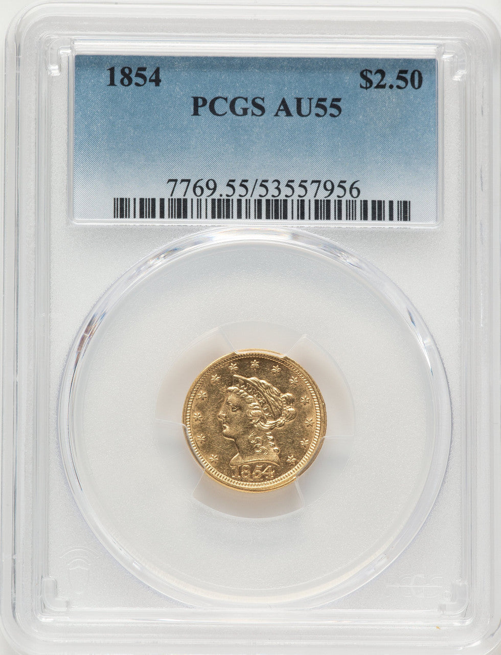 1854 $2.50 Liberty Quarter Eagle PCGS AU55