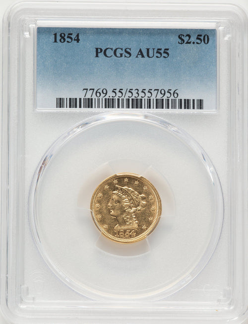 1854 $2.50 Liberty Quarter Eagle PCGS AU55
