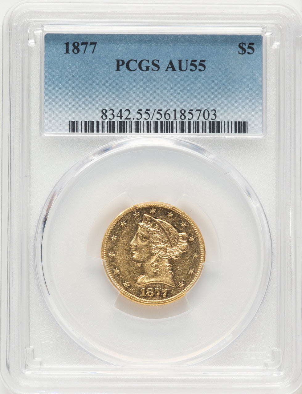 1877 $5 Liberty Half Eagle PCGS AU55