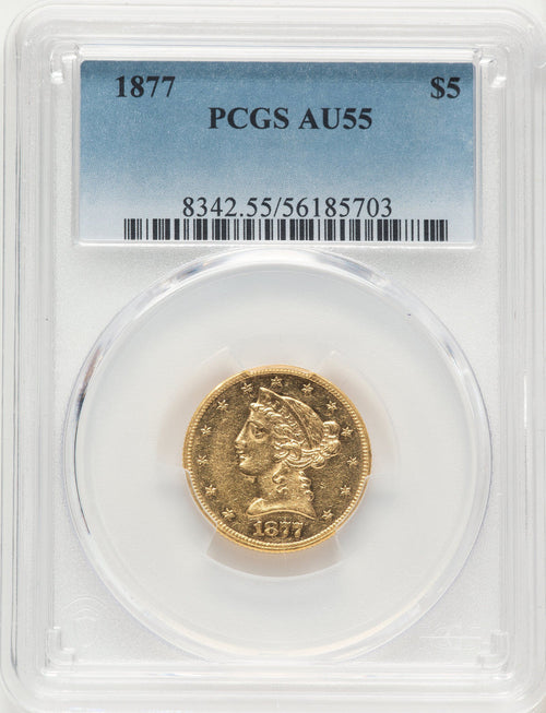 1877 $5 Liberty Half Eagle PCGS AU55
