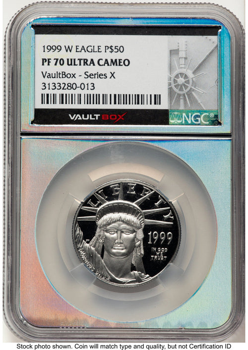 1999-W Proof Platinum Eagle 1/2 oz Vault Box Series X Silver Core NGC PF70