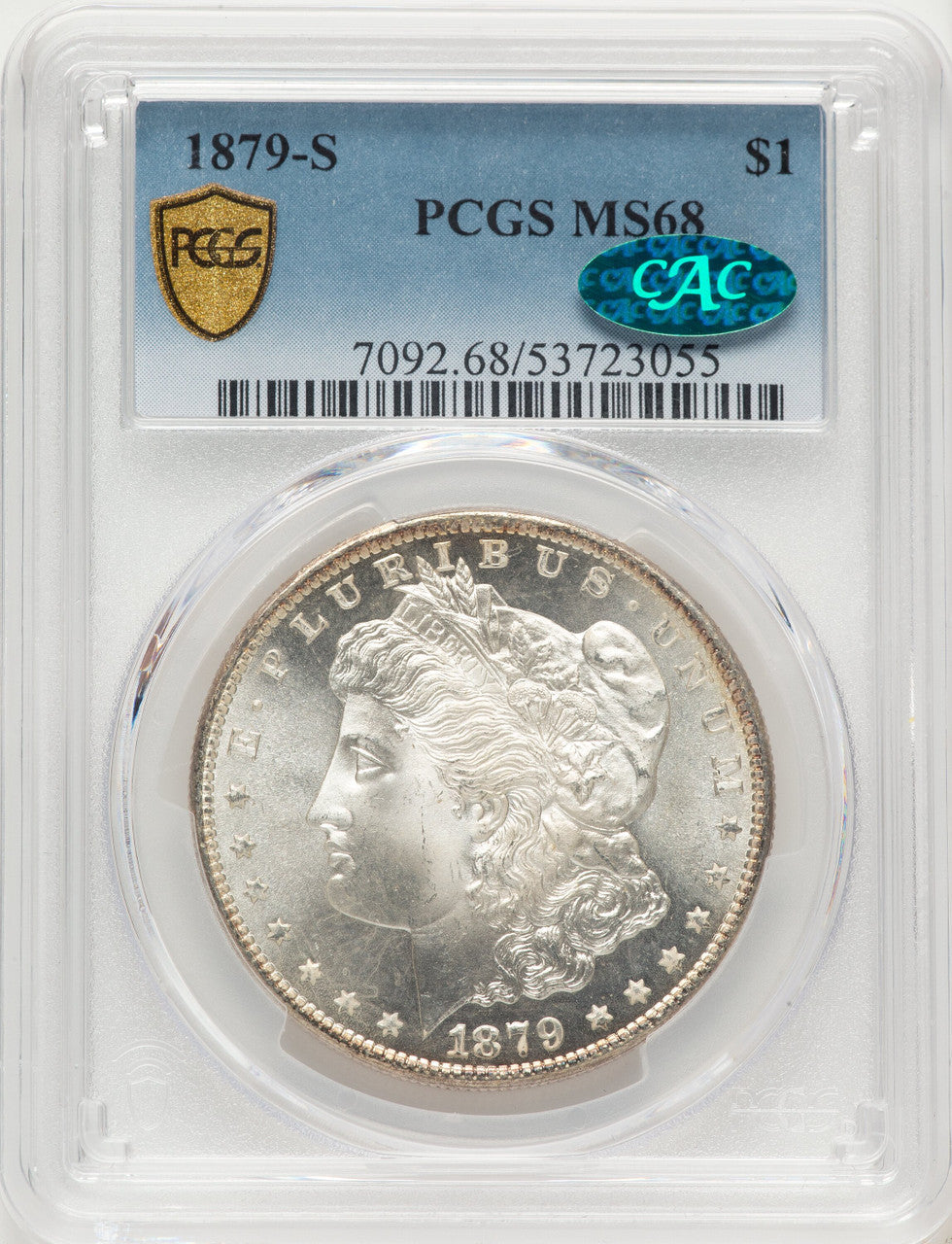 1879-S CAC Morgan Dollar PCGS MS68