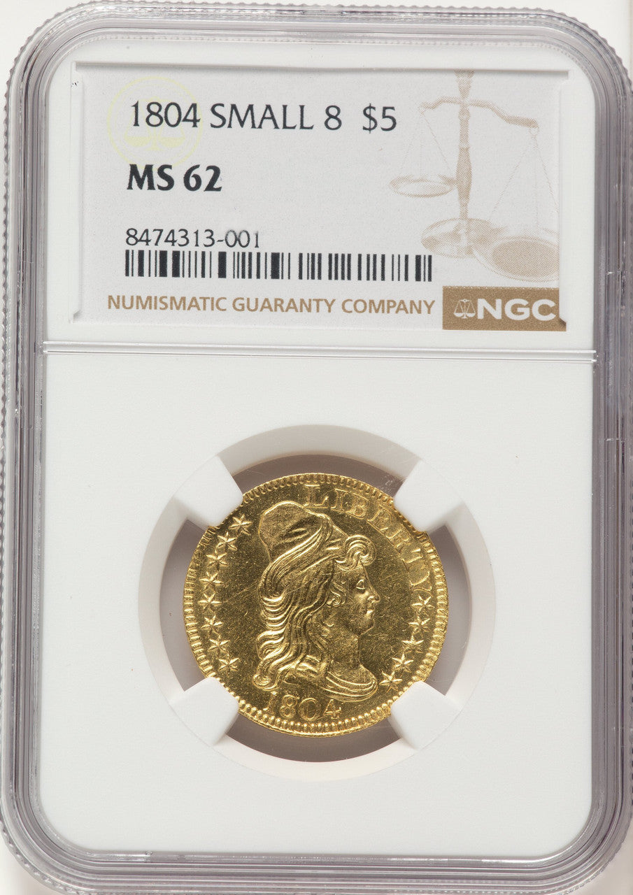 1804 $5 Small 8 Early Half Eagle NGC MS62