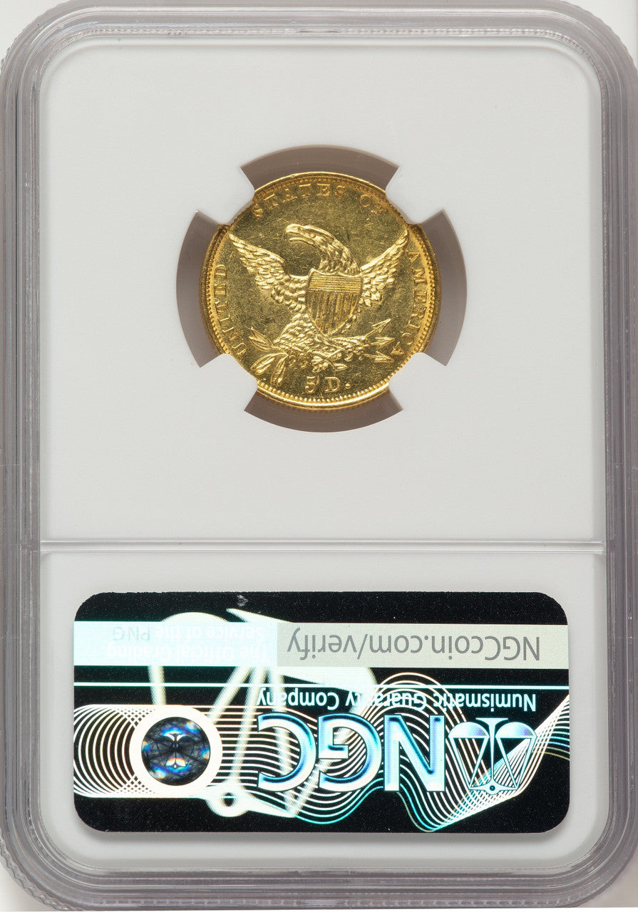 1834 $5 PLAIN 4 Classic Half Eagle NGC MS62