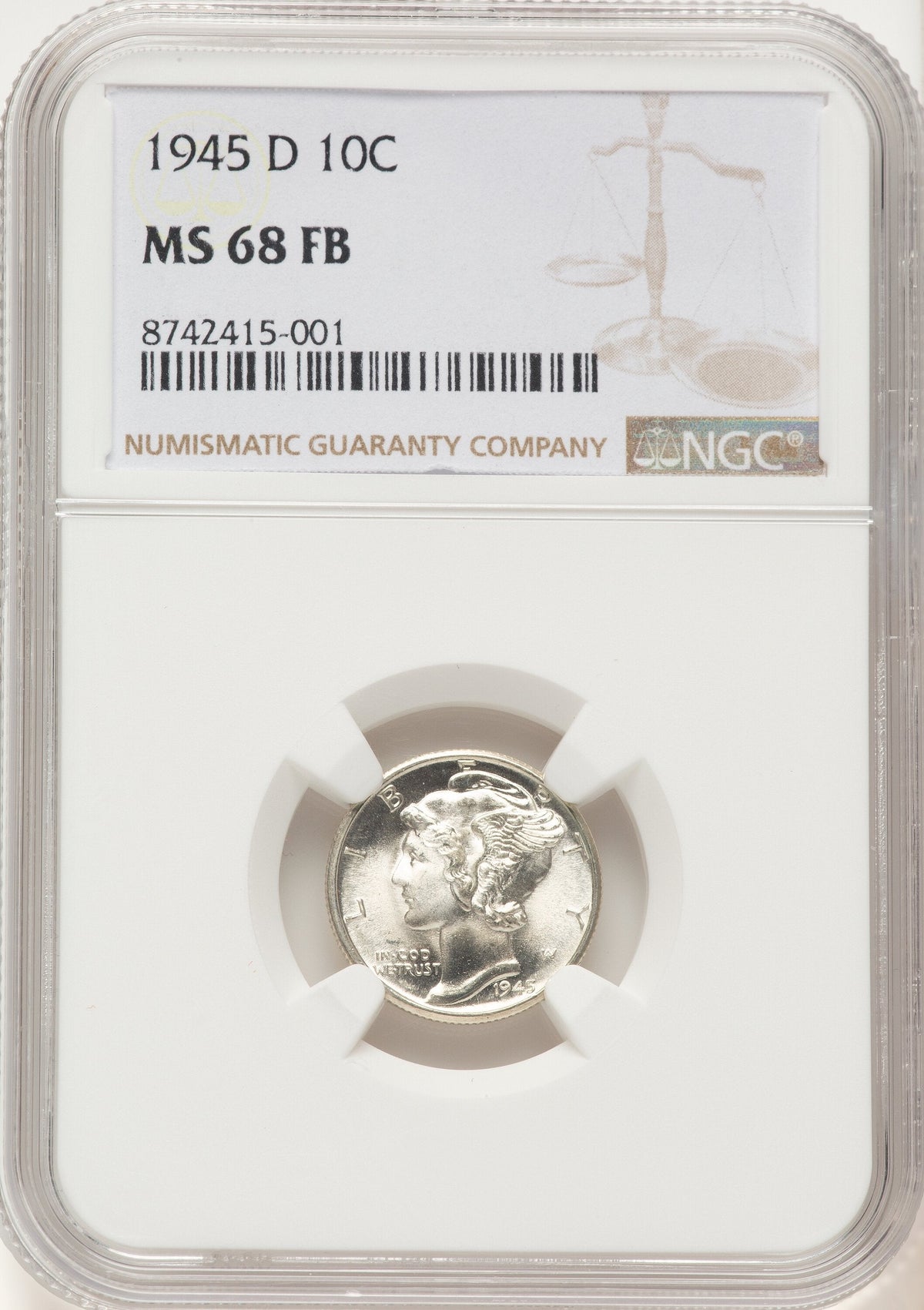 1945-D 10C FB Mercury Dime NGC MS68