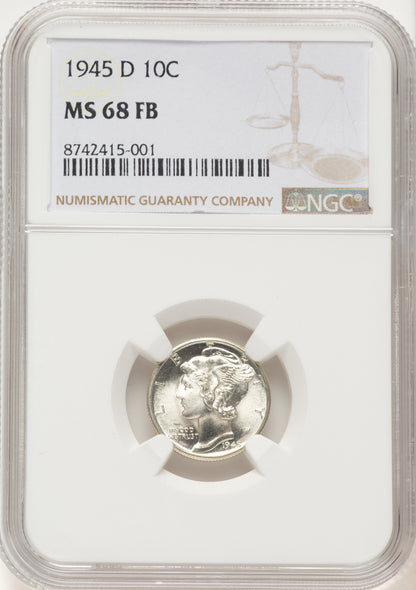 1945-D 10C FB Mercury Dime NGC MS68