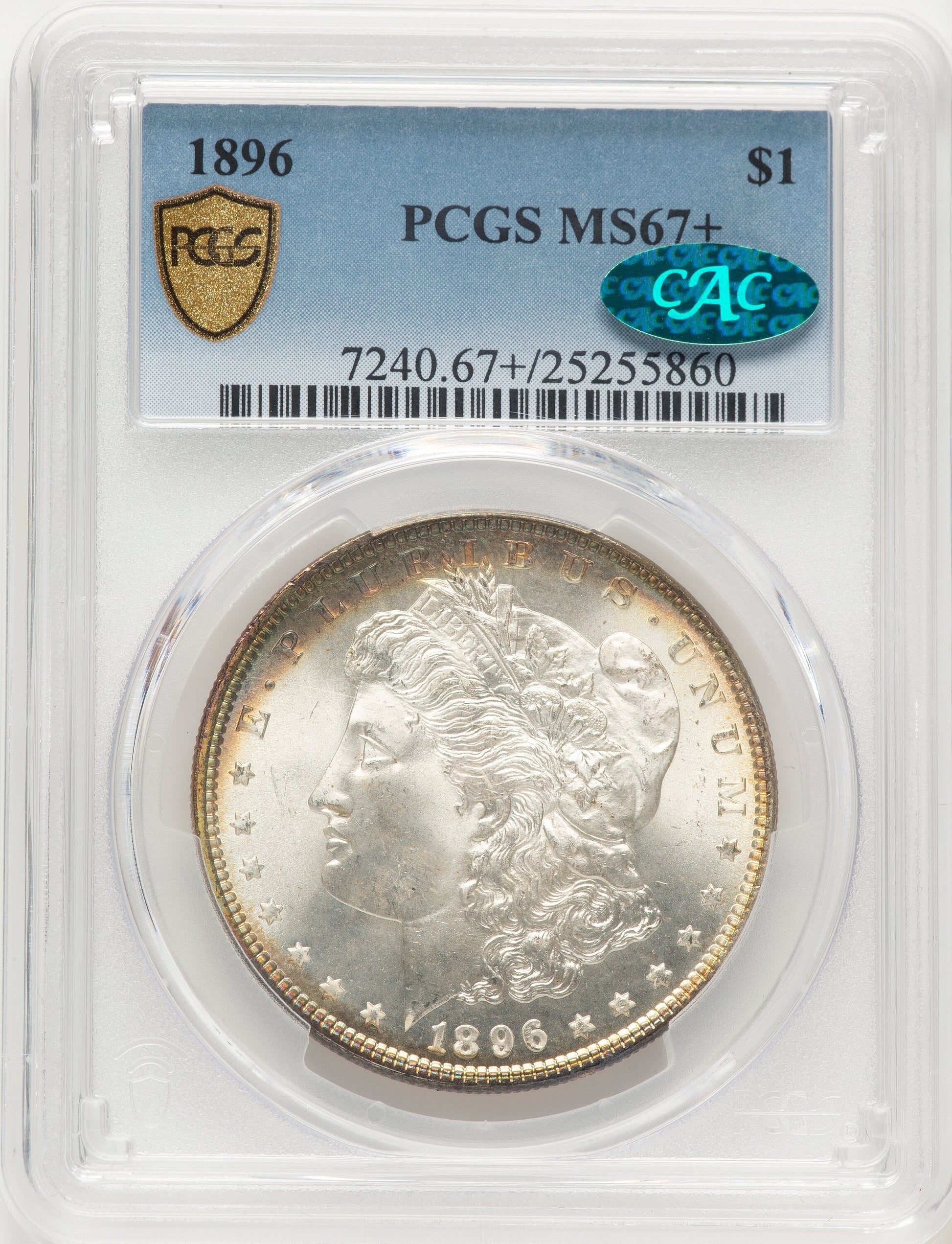 1896 CAC Morgan Dollar PCGS MS67+