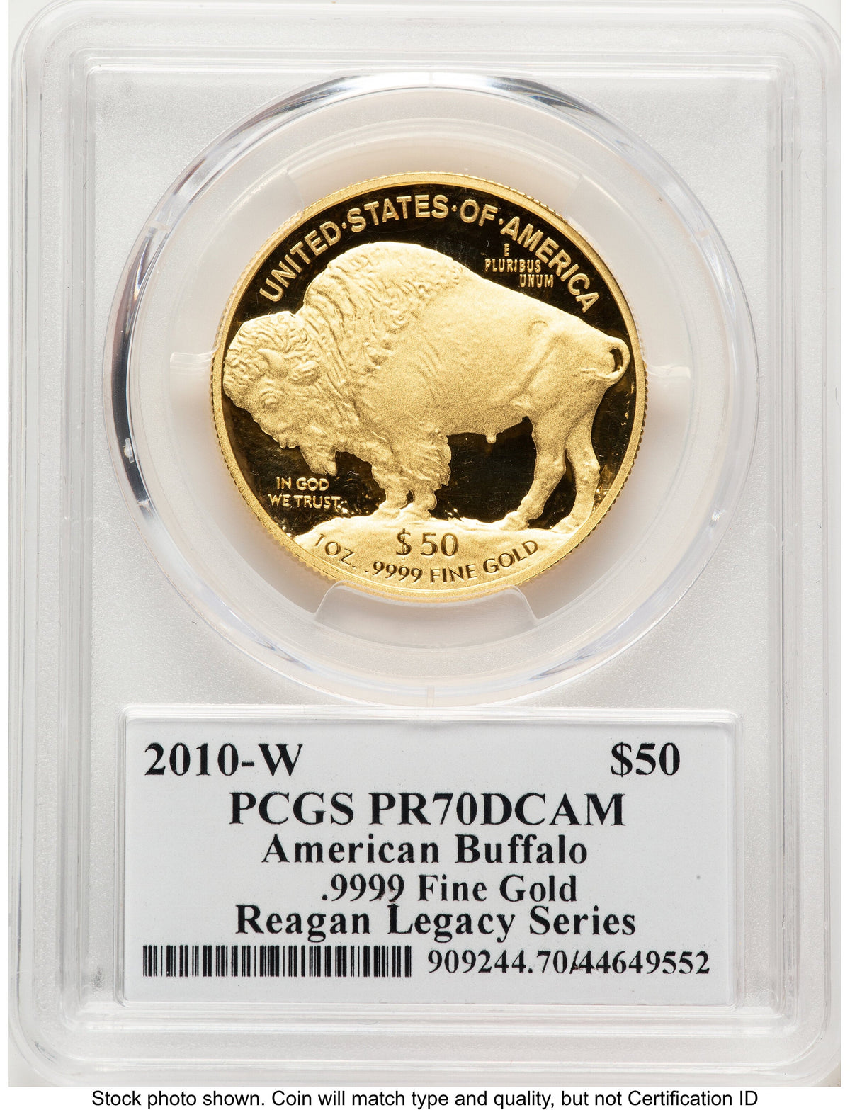 2010-W Proof Gold Buffalo 1 oz Reagan Legacy Series Michael Reagan Picture PCGS PR70