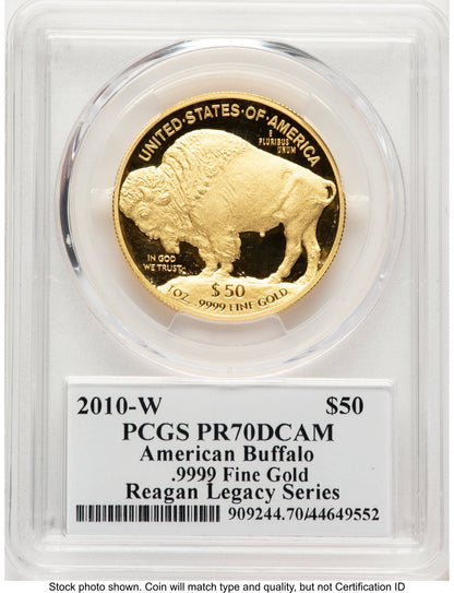2010-W Proof Gold Buffalo 1 oz Reagan Legacy Series Michael Reagan Picture PCGS PR70