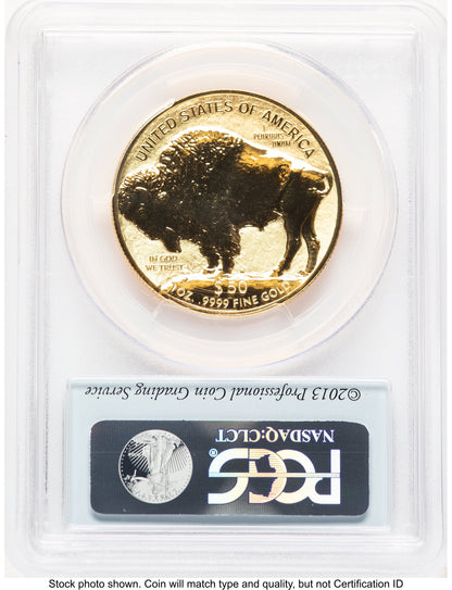 2013-W Reverse Proof Gold Buffalo 1 oz Black Diamond Bison Label PCGS PR70