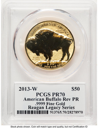 2013-W Reverse Proof Gold Buffalo 1 oz Reagan Legacy Series Michael Reagan Picture PCGS PR70