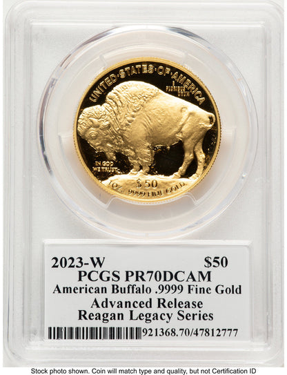 2023-W Proof Gold Buffalo 1 oz AR Reagan Legacy Series Michael Reagan Picture PCGS PR70