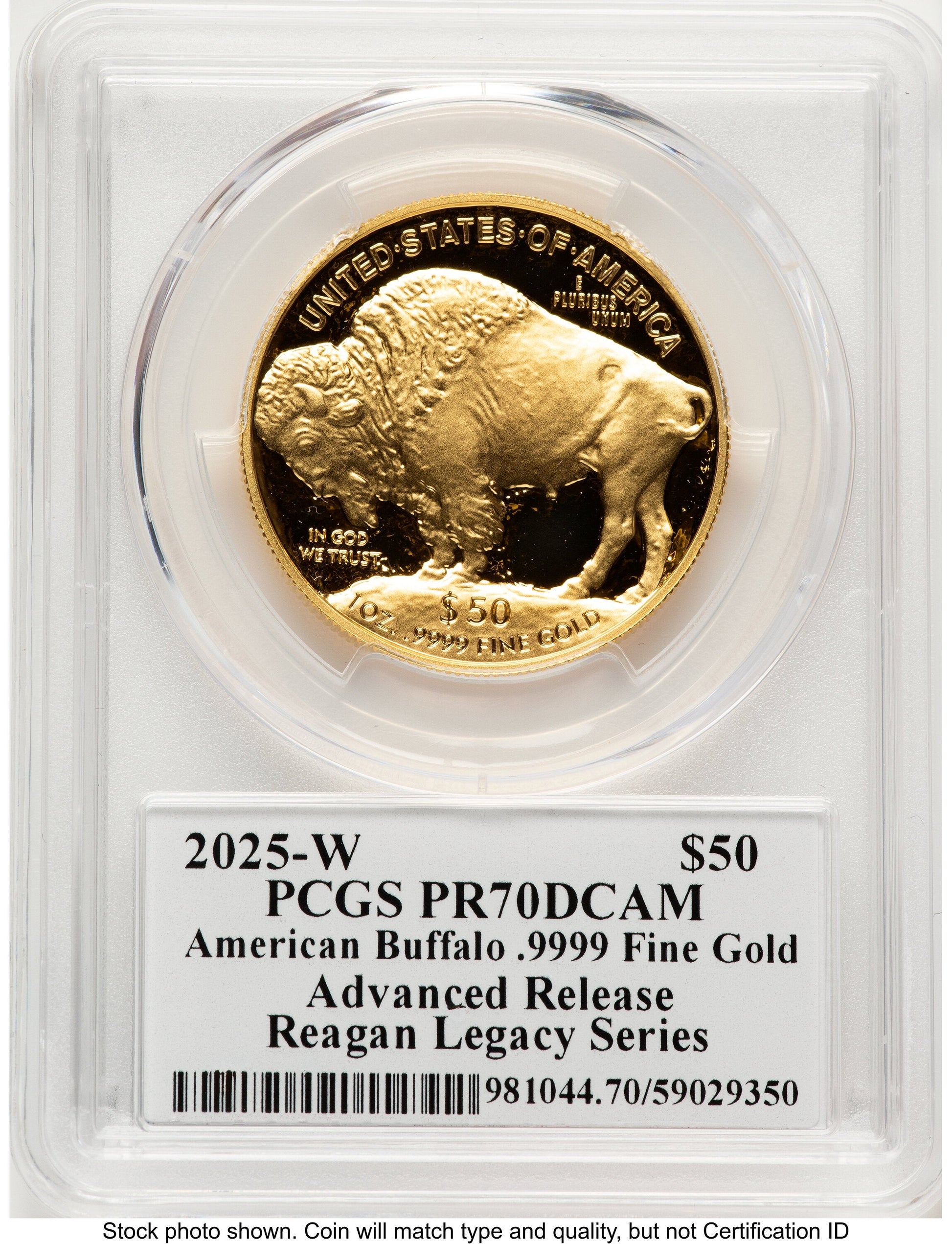 2025-W Proof Gold Buffalo 1 oz AR Reagan Legacy Series Michael Reagan Picture PCGS PR70