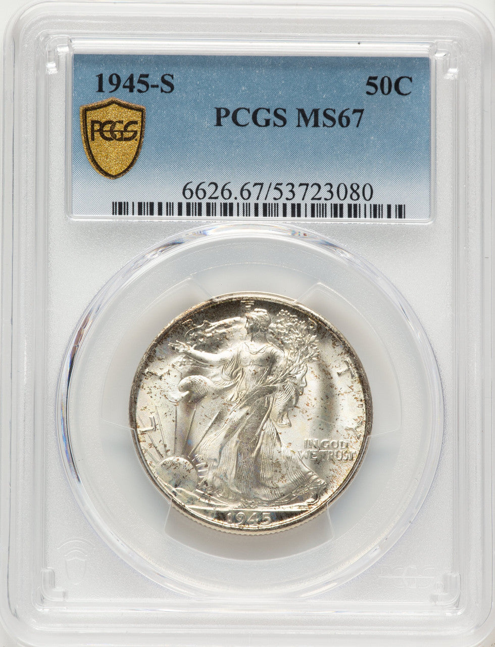1945-S 50C Walking Liberty Half Dollar PCGS MS67