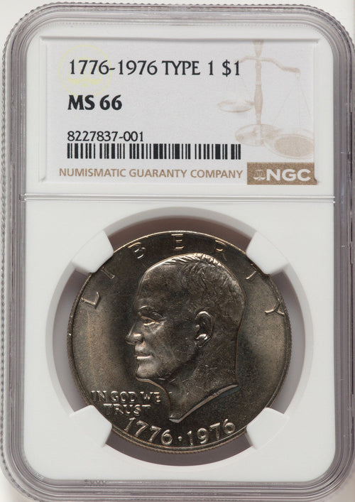 1976 $1 T1 Eisenhower Dollar NGC MS66