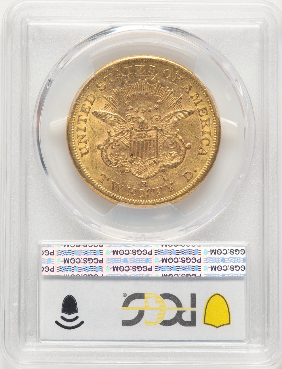 1858-S $20 Liberty Double Eagle PCGS AU55