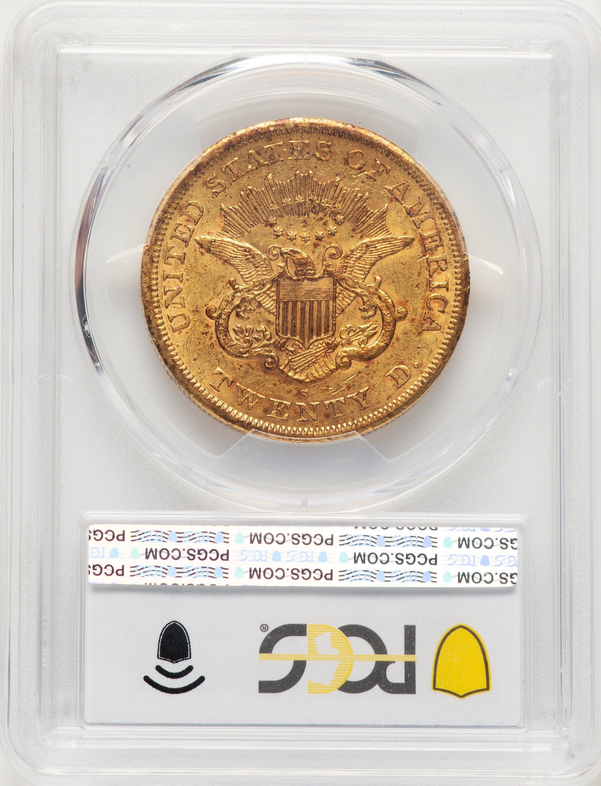 1866-S $20 NO MOTTO Liberty Double Eagle PCGS AU53