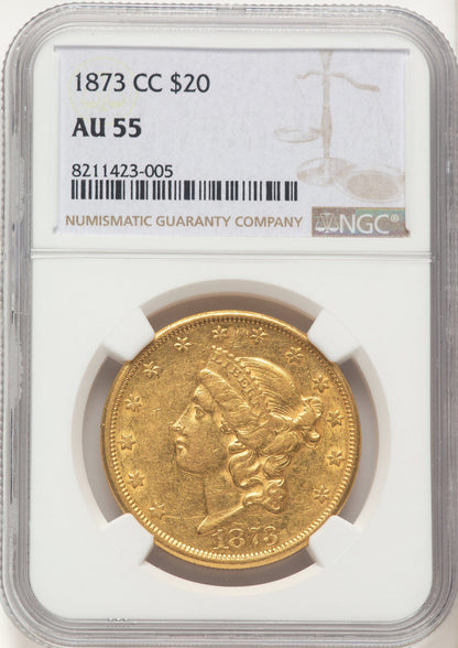 1873-CC $20 Liberty Double Eagle NGC AU55