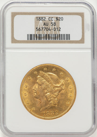 1882-CC $20 Liberty Double Eagle NGC AU58