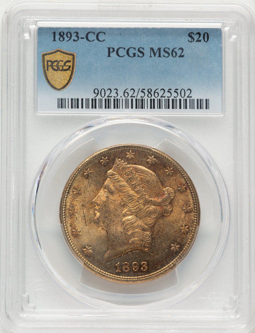 1893-CC $20 Liberty Double Eagle PCGS MS62