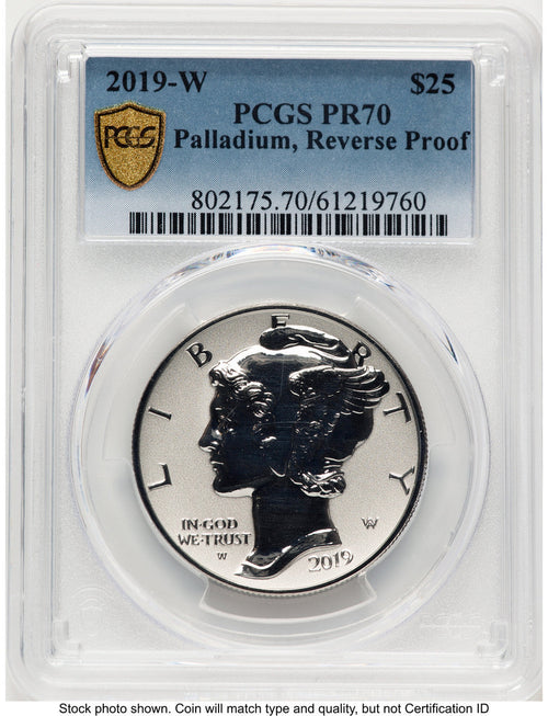 2019-W Palladium Eagle 1 oz REV Blue Gradient PCGS PR70