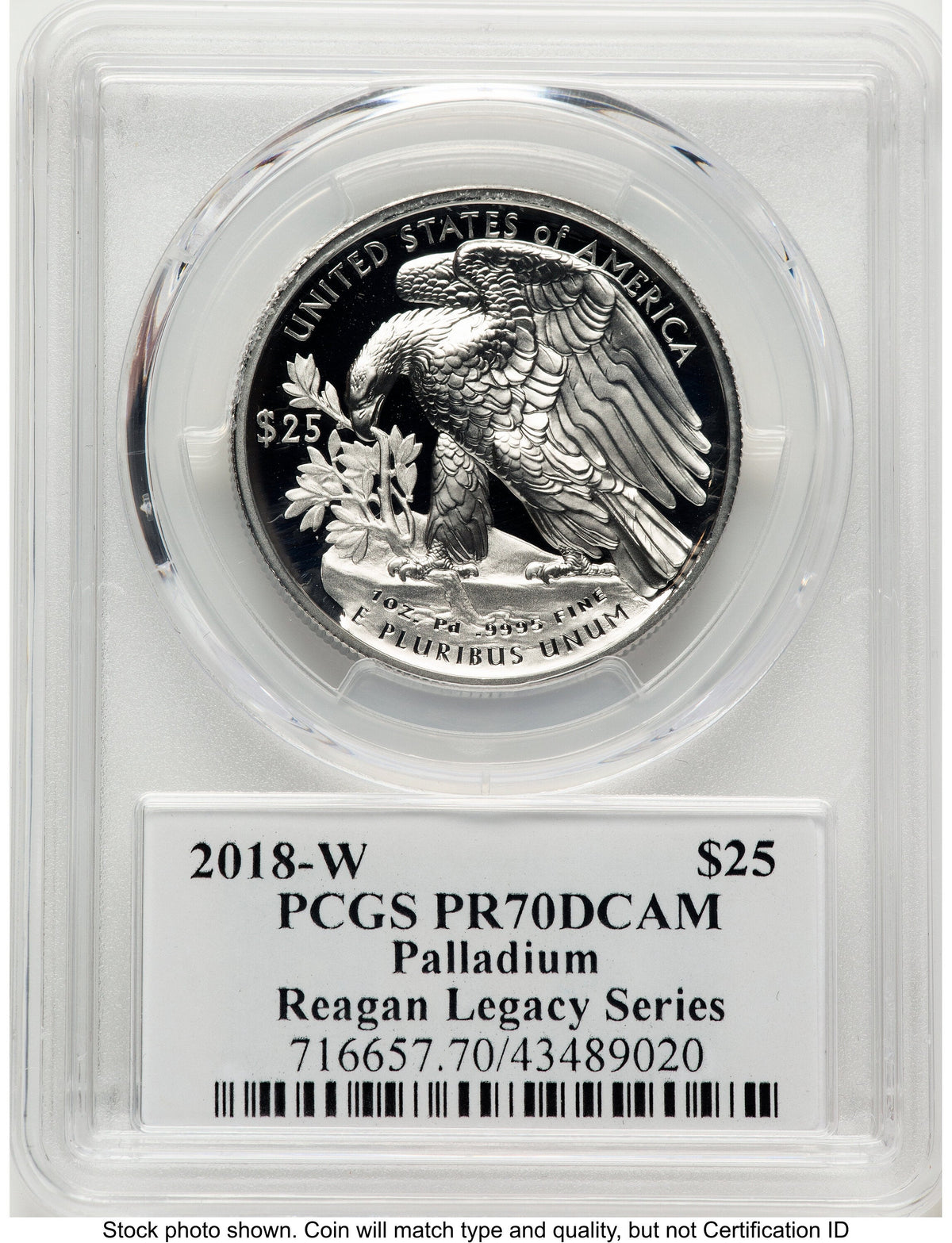 2018-W Palladium Eagle 1 oz Reagan Legacy Series Michael Reagan PCGS PR70