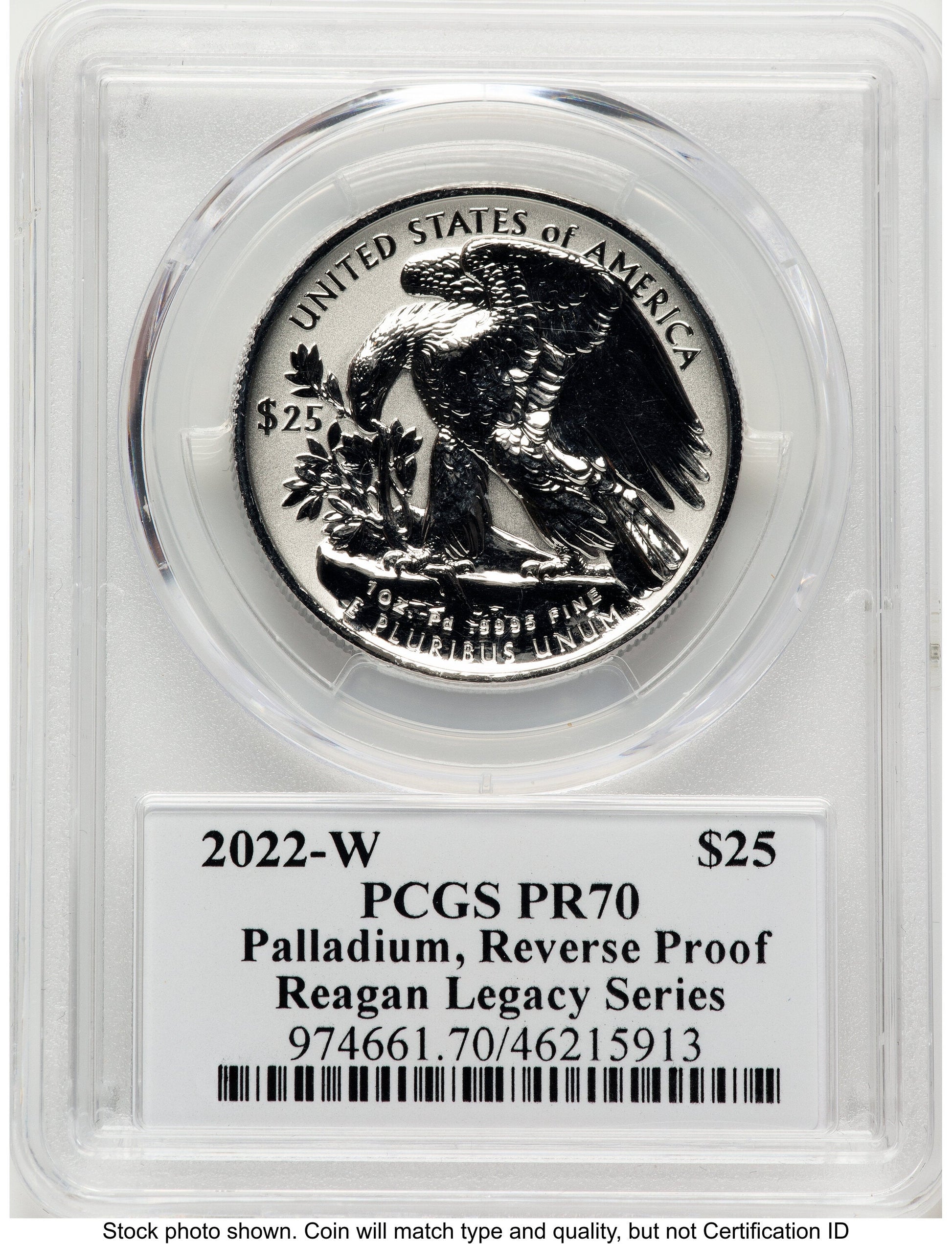 2022-W Palladium Eagle 1 oz REV Reagan Legacy Series Michael Reagan PCGS PR70