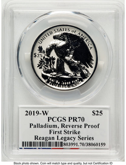 2019-W Palladium Eagle 1 oz REV FS Reagan Legacy Series Michael Reagan PCGS PR70