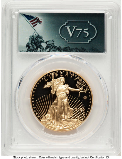 2020-W Proof Gold Eagle V75 Privy One of 1945 Struck 1 oz FS V75 Label PCGS PR70
