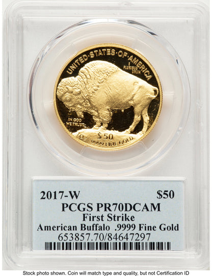 2017-W Proof Gold Buffalo 1 oz FS Thomas Cleveland Wreath PCGS PR70