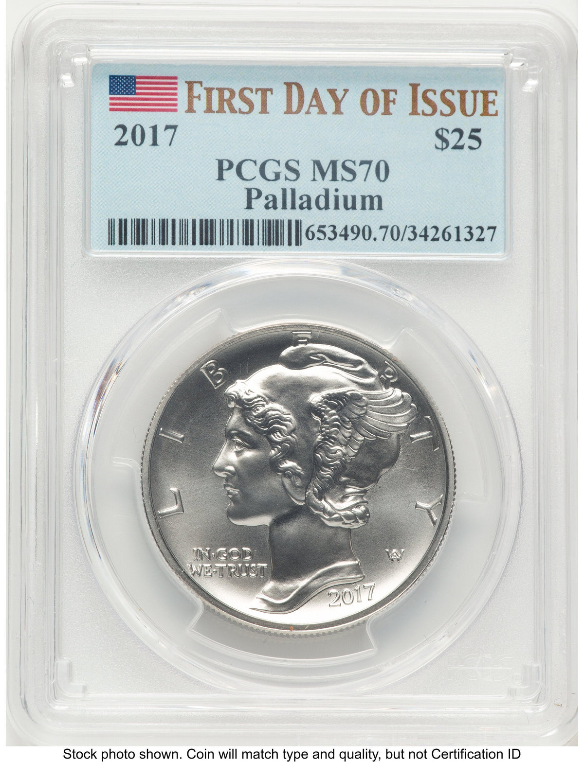 2017 Palladium Eagle 1 oz FDI Flag PCGS MS70