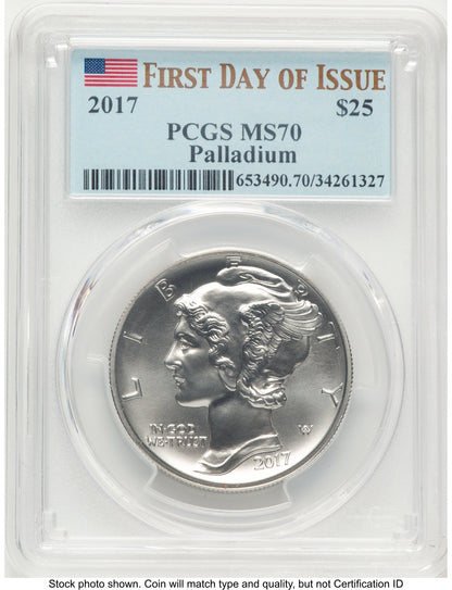 2017 Palladium Eagle 1 oz FDI Flag PCGS MS70