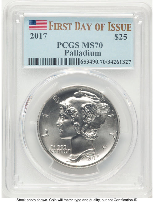2017 Palladium Eagle 1 oz FDI Flag PCGS MS70