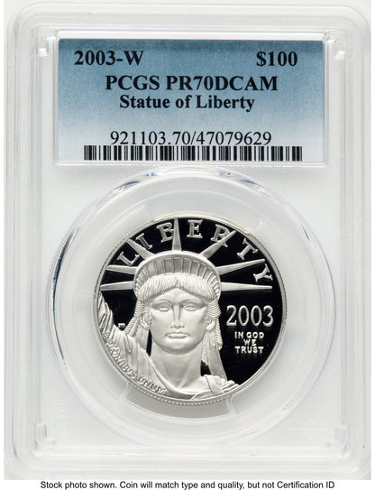 2003-W Proof Platinum Eagle 1 oz Blue Gradient PCGS PR70