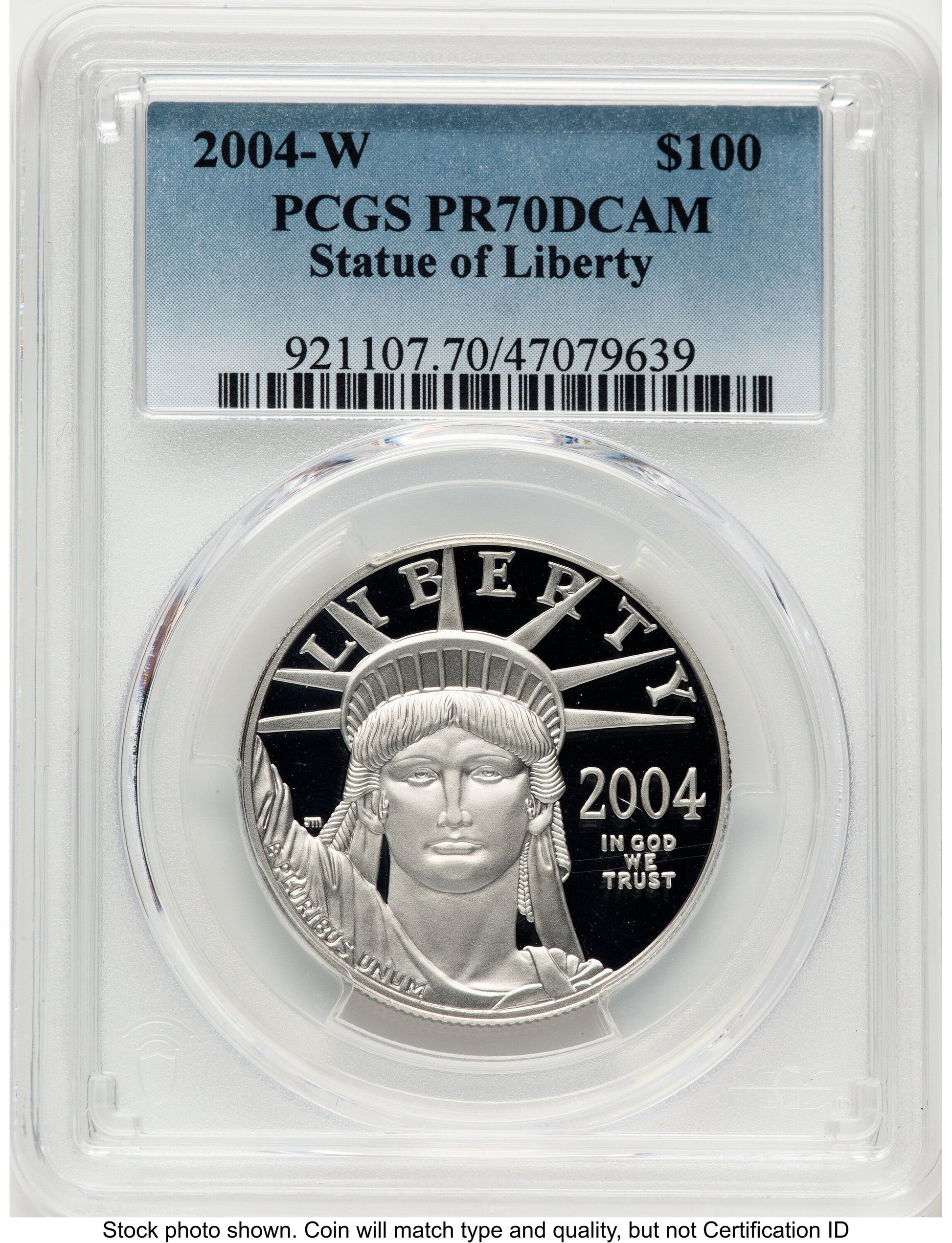 2004-W Proof Platinum Eagle 1 oz Blue Gradient PCGS PR70