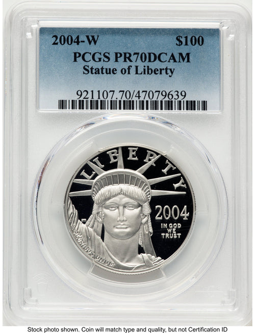 2004-W Proof Platinum Eagle 1 oz Blue Gradient PCGS PR70