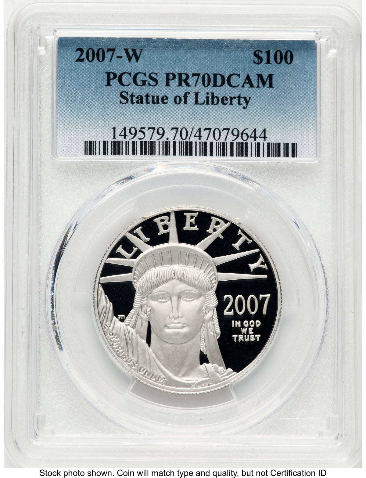 2007-W Proof Platinum Eagle 1 oz Blue Gradient PCGS PR70