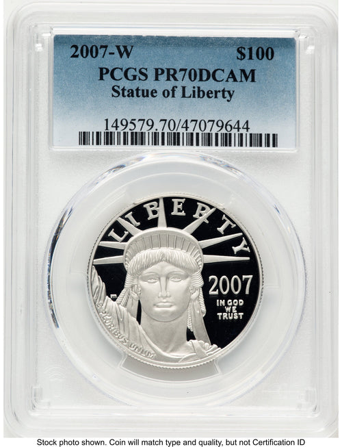 2007-W Proof Platinum Eagle 1 oz Blue Gradient PCGS PR70