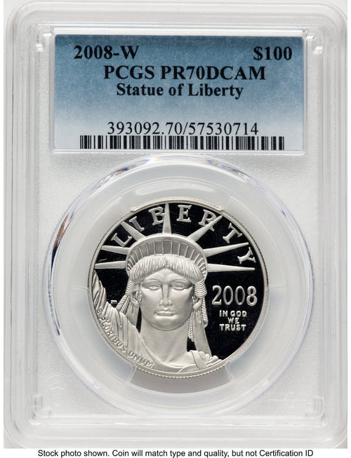 2008-W Proof Platinum Eagle 1 oz Blue Gradient PCGS PR70