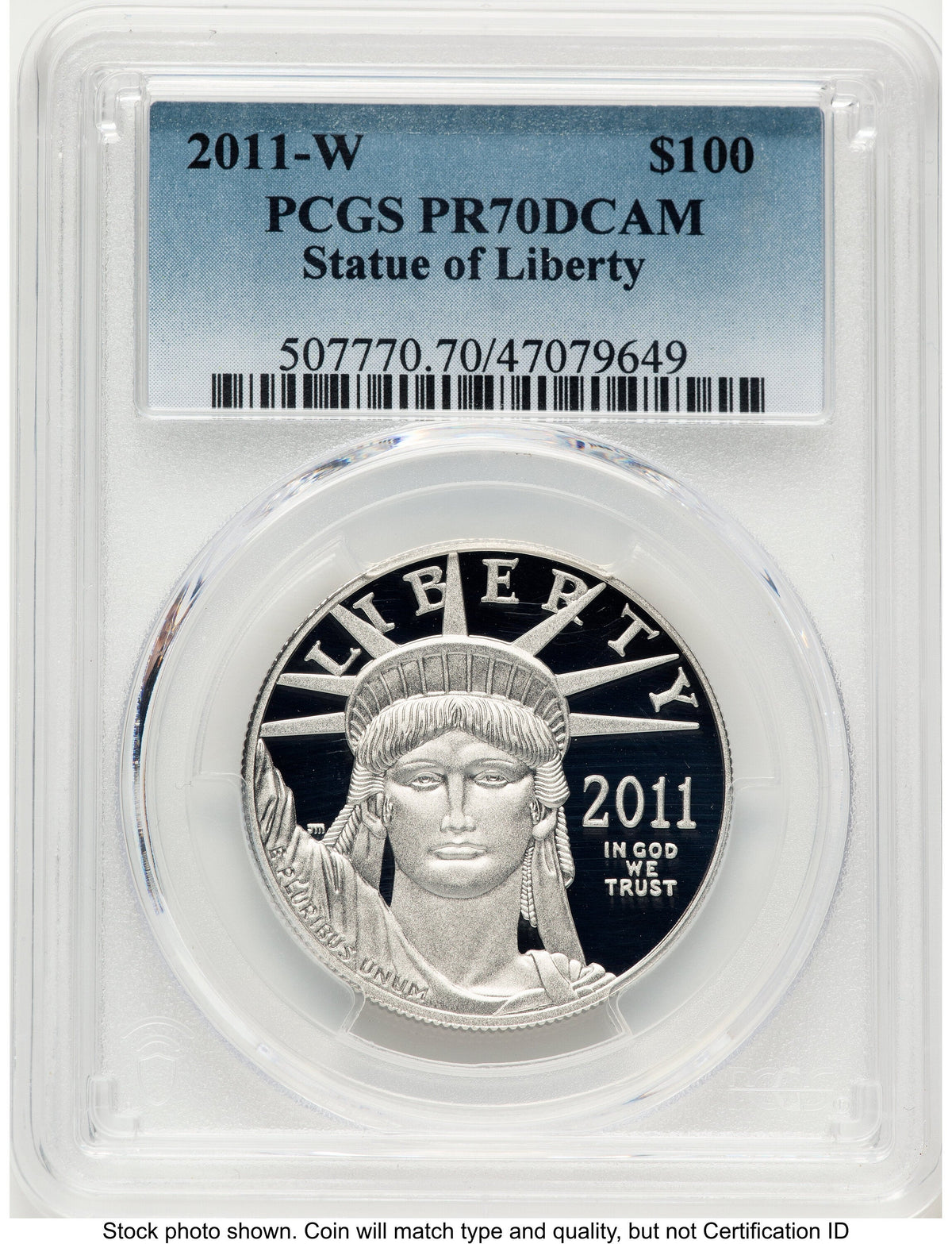 2011-W Proof Platinum Eagle 1 oz Blue Gradient PCGS PR70