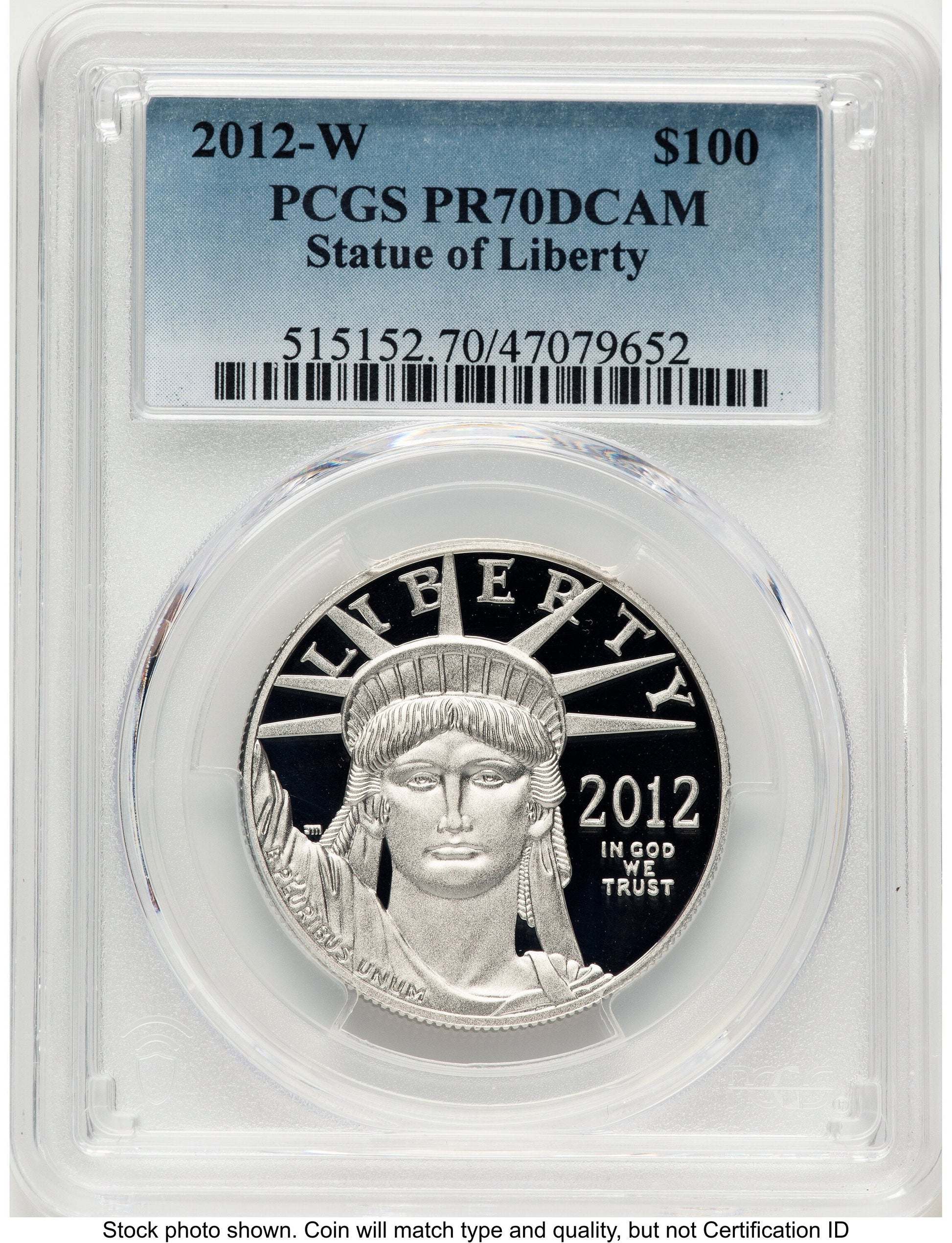 2012-W Proof Platinum Eagle 1 oz Blue Gradient PCGS PR70