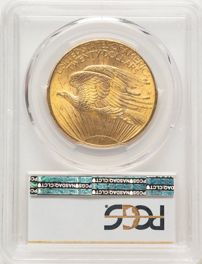 1908 $20 NO MOTTO Blue Gradient Saint-Gaudens Double Eagle PCGS MS65