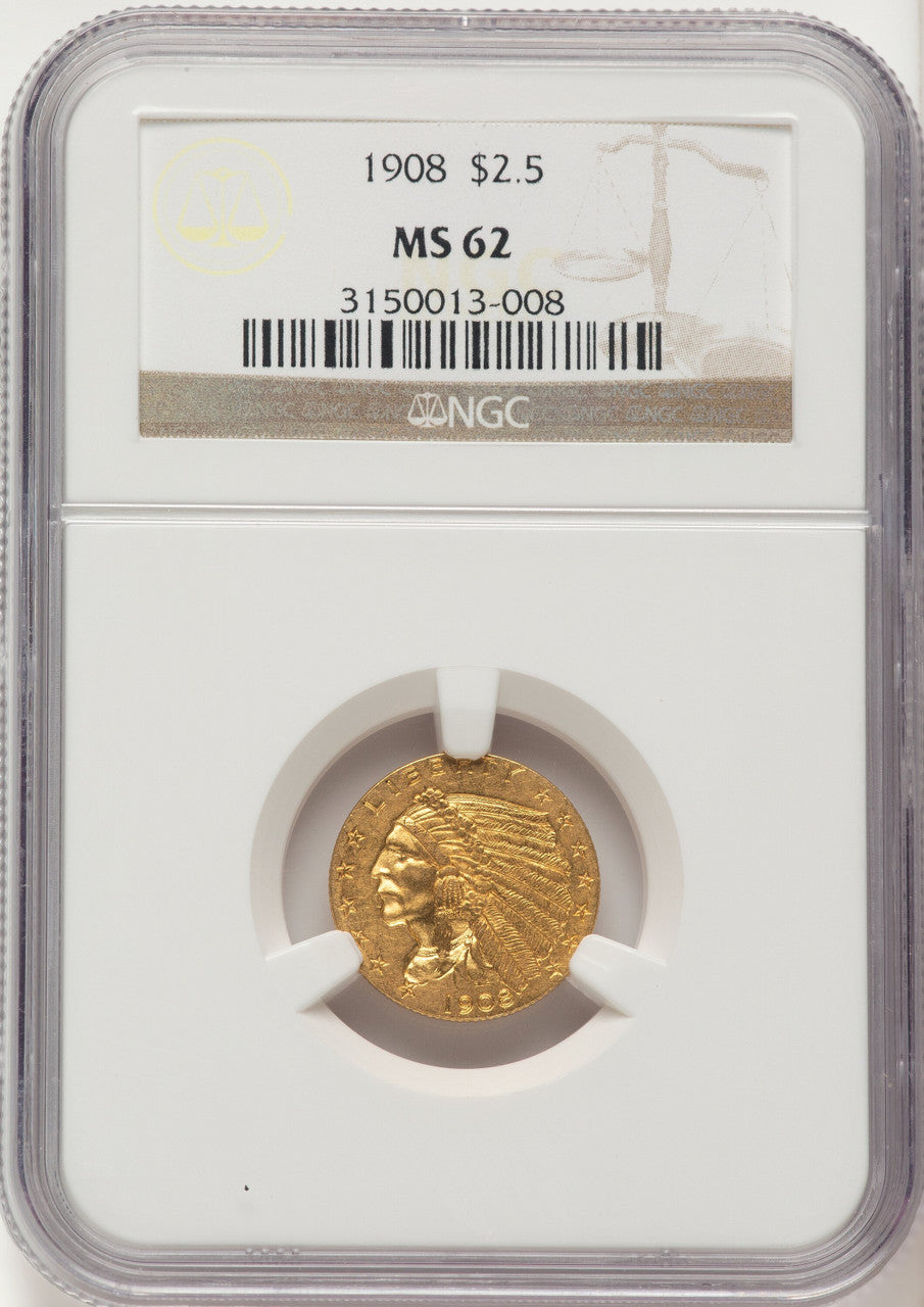 1908 $2.50 Indian Quarter Eagle NGC MS62