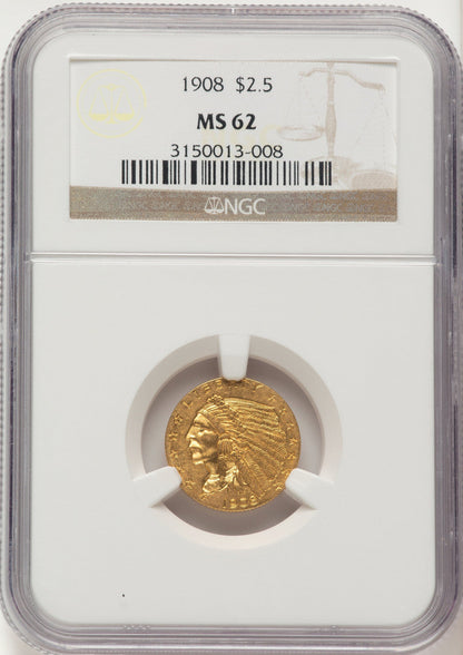 1908 $2.50 Indian Quarter Eagle NGC MS62