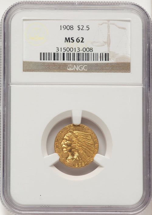 1908 $2.50 Indian Quarter Eagle NGC MS62