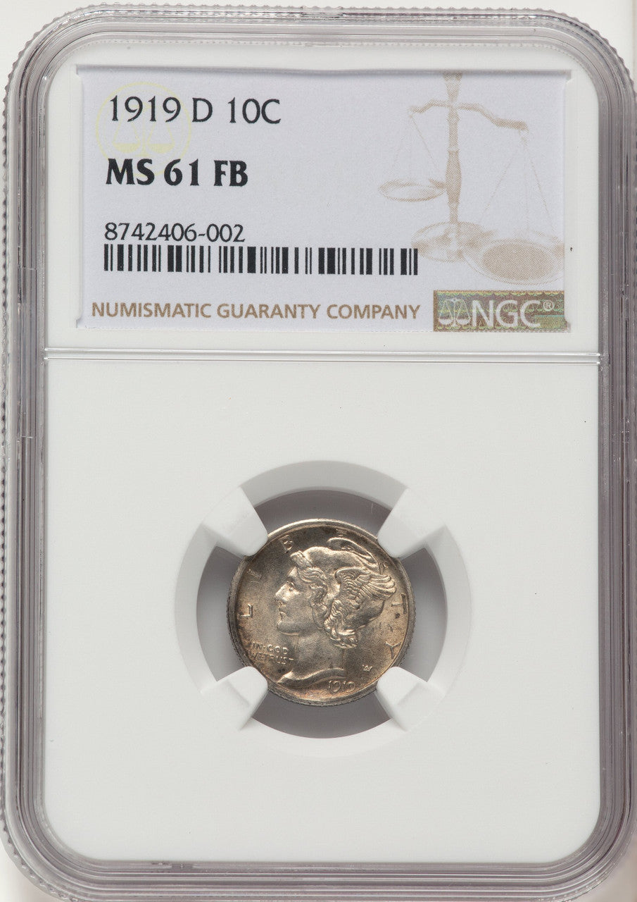 1919-D 10C FB Mercury Dime NGC MS61