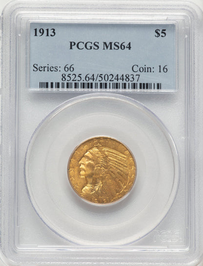 1913 $5 Indian Half Eagle PCGS MS64