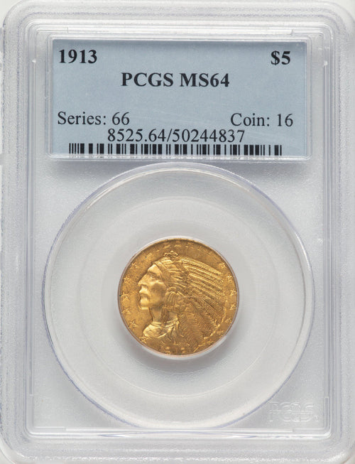 1913 $5 Indian Half Eagle PCGS MS64