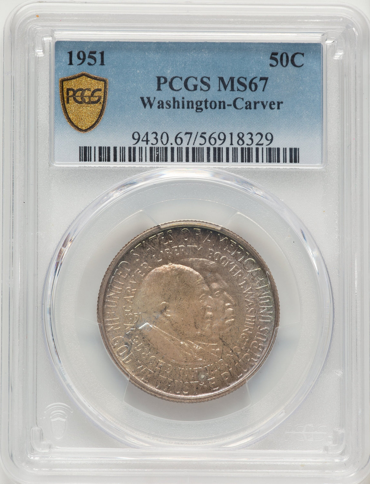 1951 50C Washington-Carver Commemorative Silver PCGS MS67